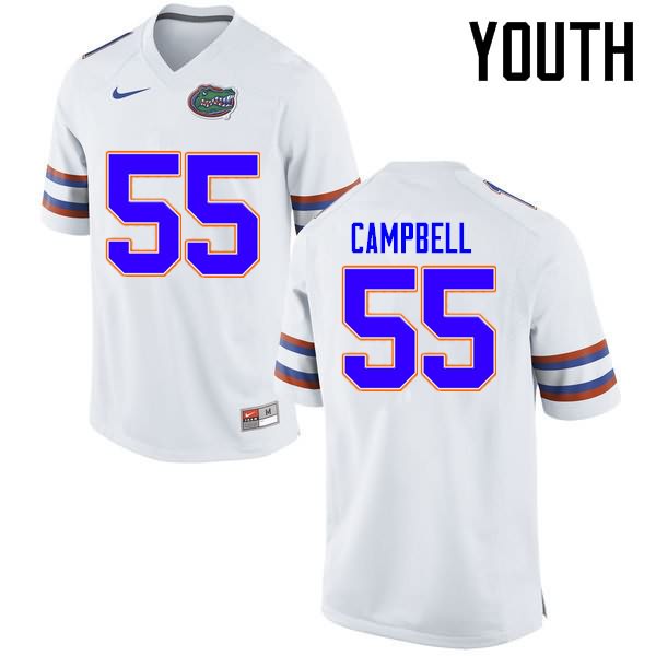 NCAA Florida Gators Kyree Campbell Youth #55 Nike White Stitched Authentic College Football Jersey ZML7064JB